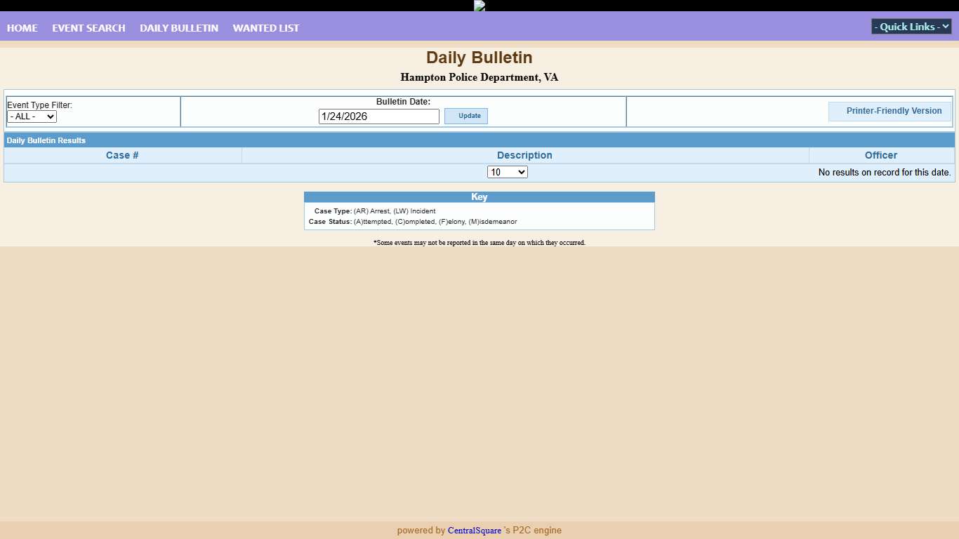 Hampton Police Department, VA P2C